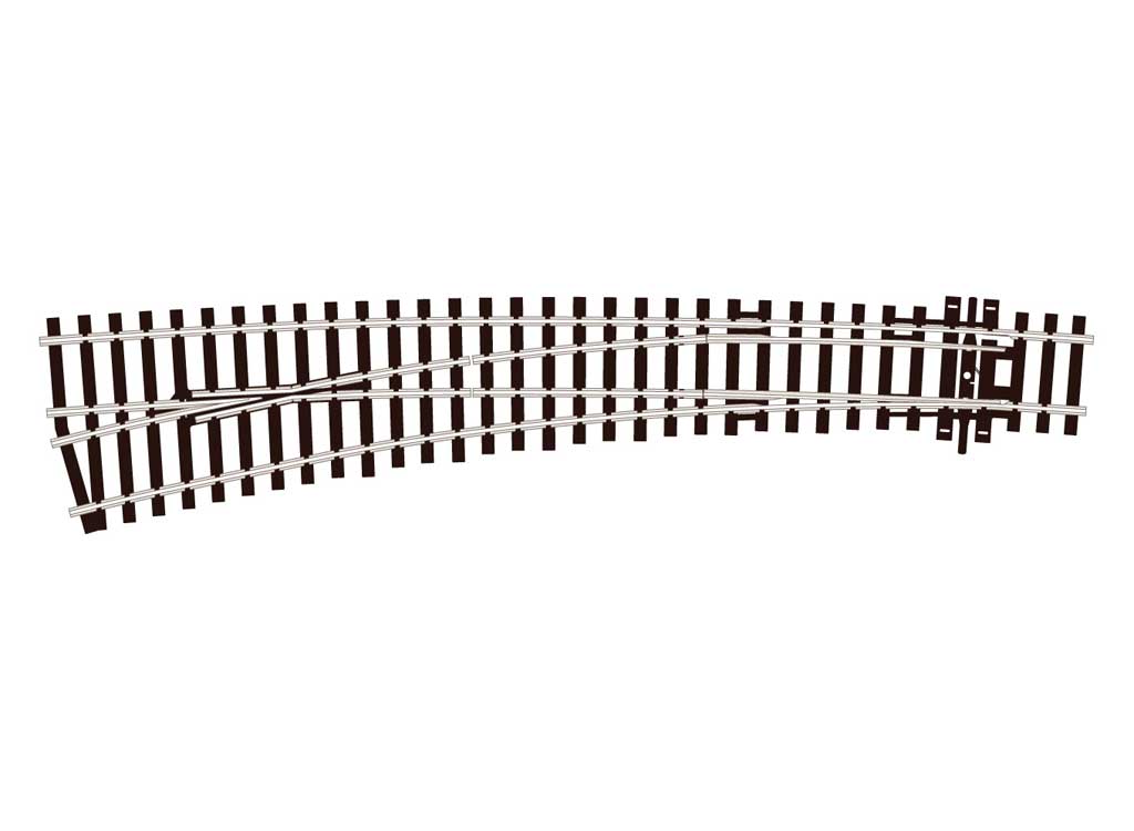 Peco SL-87 HO Scale Code 100 Track Electrofrog Curved Insulfrog Double Radius Left-Hand Turnout