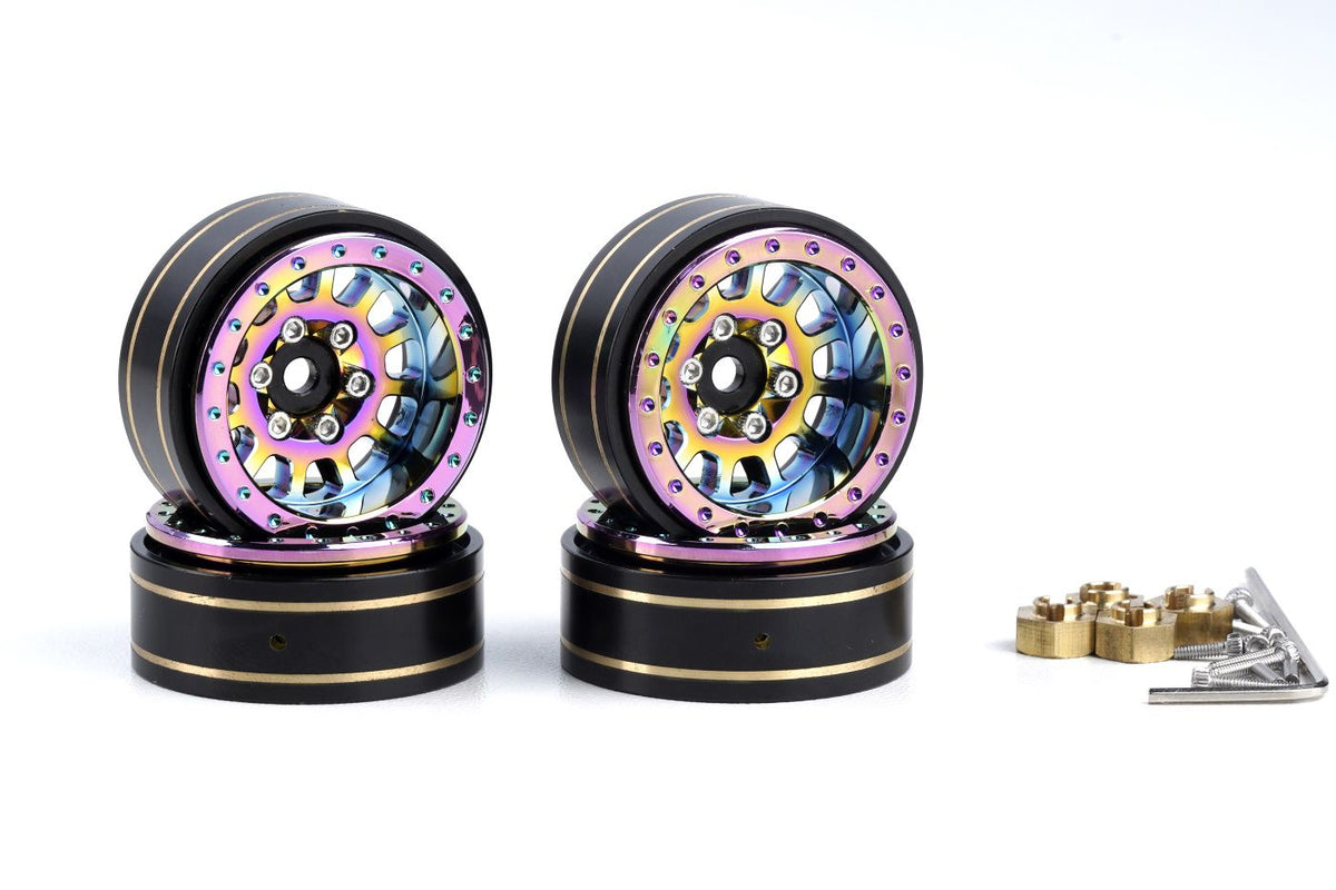 Powerhobby PHB6282 Titanium (Color) Brass 1.0" Crawler Beadlock Wheels