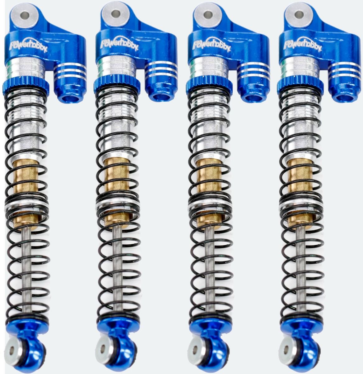 Powerhobby SCX24771 Blue 58mm Long Travel Shocks for SCX24 Jeep or Bronco
