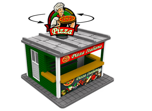 Proses by Bachmann 39121 O Gauge Pizza Stand with Rotating Sign Laser-Cut Kit