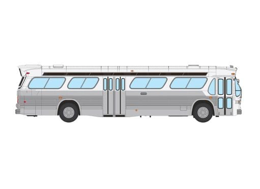Rapido 751037 HO Scale Deluxe New Look Suburban Bus - Unlettered Transit (dual doors) White/Silver