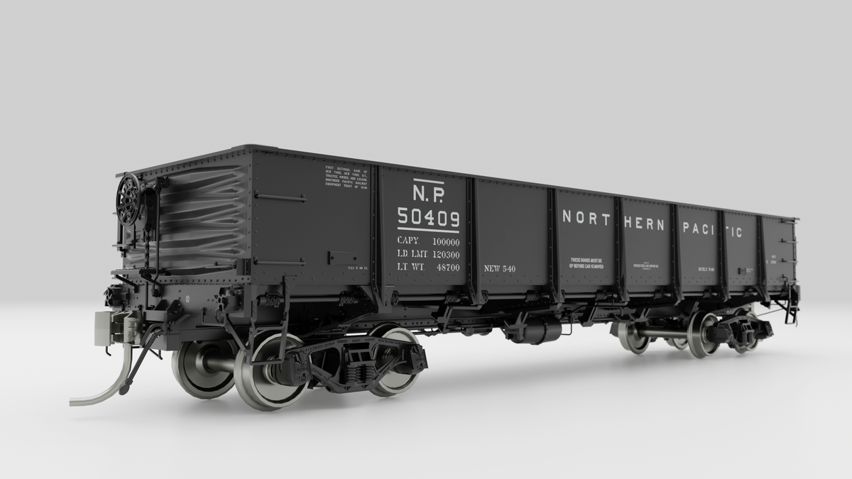 Rapido Trains 163006A HO Scale 40' Drop Bottom Gondola Northern Pacific NP 1966 Scheme Car 1