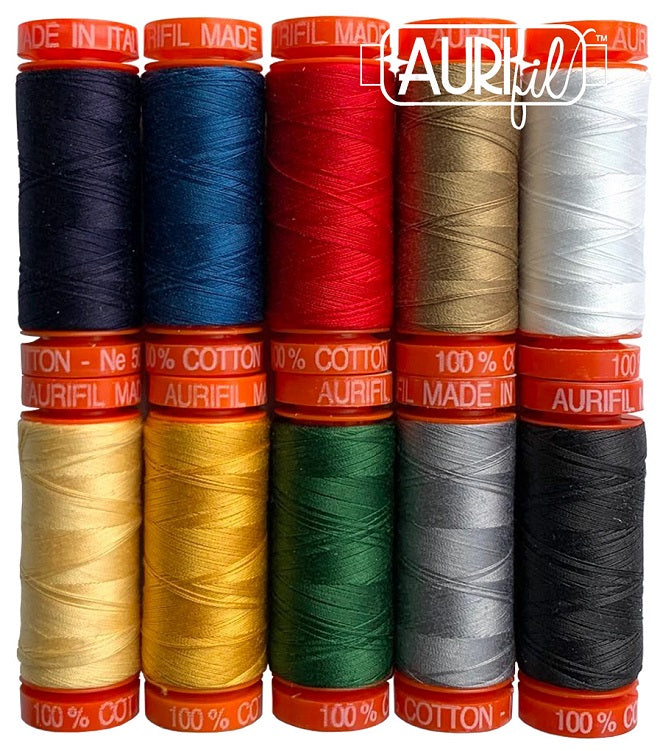 Aurifil - Kimberbell Designs Red, White & Bloom Collection 50wt 10 Small Spools