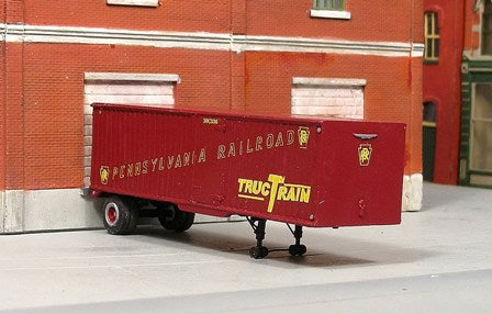 Sylvan Scale Models T-026-1 HO Scale 1950's 30' Single-Axle Piggyback Trailer PRR TrucTrain Logo Resin Kit