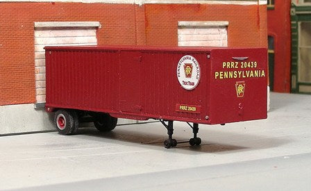 Sylvan Scale Models T-026-2 HO Scale 1950's 30' Single-Axle Piggyback Trailer PRR Circle Logo Resin Kit