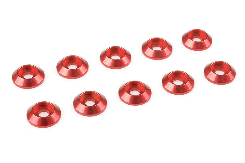 Team Corally C-3213-30-5 Red Aluminum Washer for M3 Flat Head Screws, OD=8mm