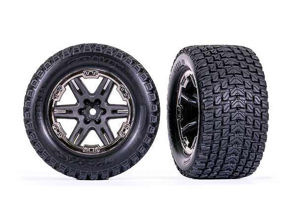 Traxxas 6764 Charcoal/Black Chrome 2.8" RXT Wheels with Gravix Tires 2WD Front/4x4