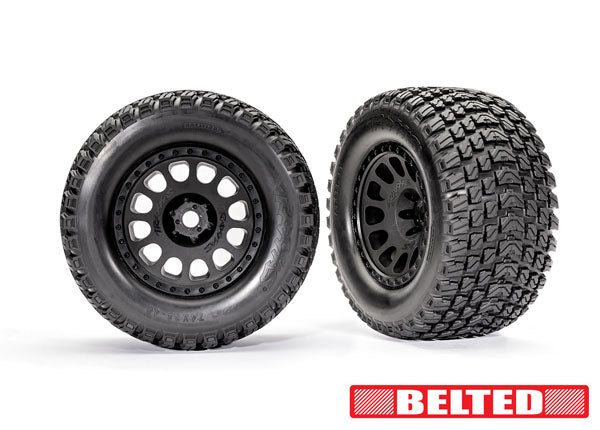 Traxxas 7862 Belted Gravix™ Tires on Black Wheels for XRT