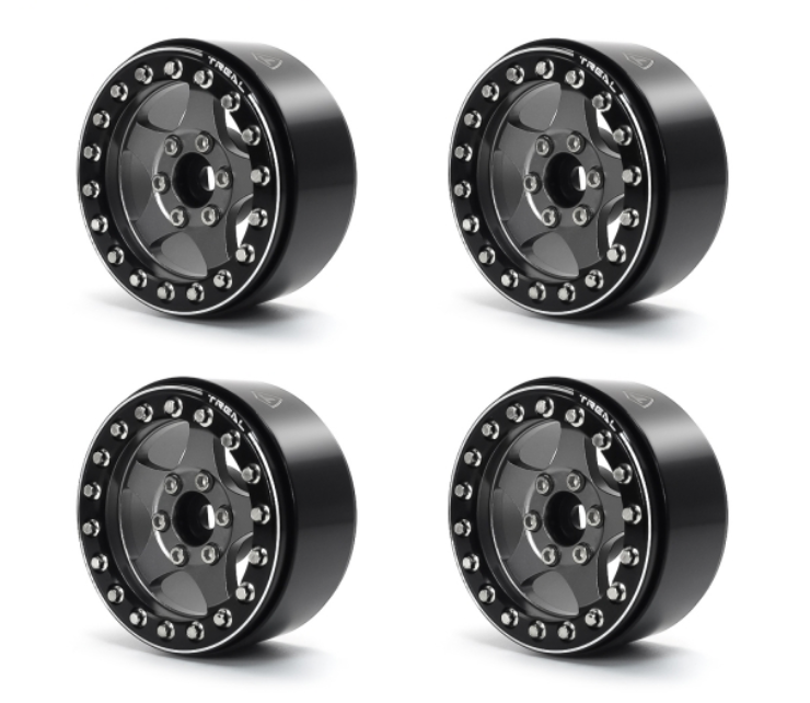 Treal Hobby (X002VQXA31) 1.9" Black and Grey Beadlock Wheels Type E 5 Spoke