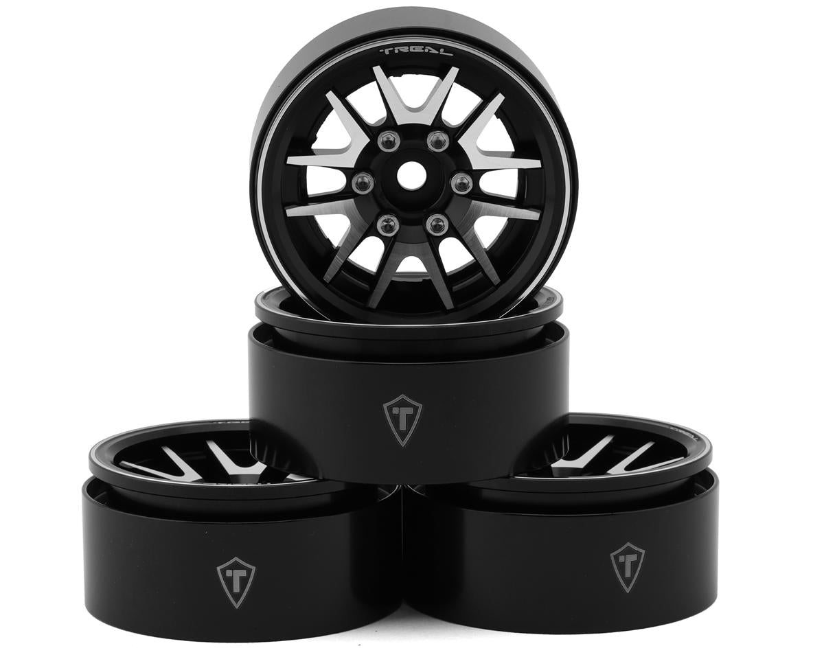 Treal Hobby (X003JC1RMR) 1.9" Black/Silver V-Spoke Beadlock Wheels Type L