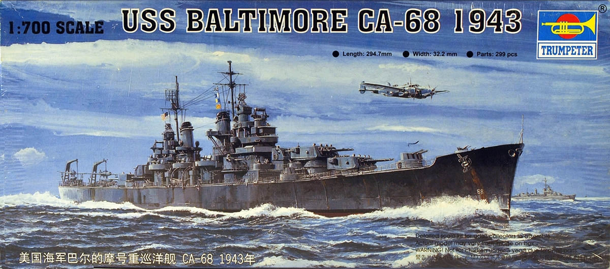 Trumpeter Scale Models 5724 1/700 USS Baltimore CA68 Heavy Cruiser 1943